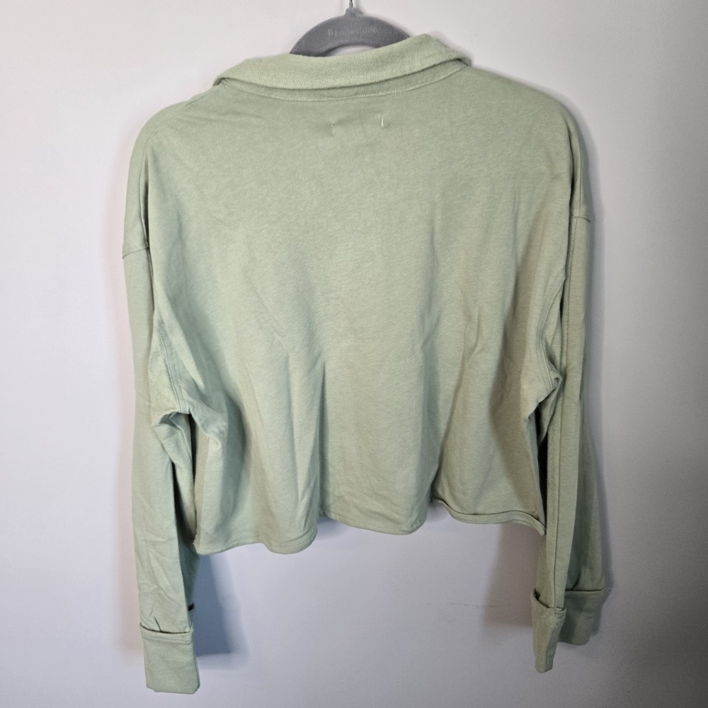 NWT OAT Anthropologie Top Polo Sweatshirt Collar Fairy Boho Green Women's Size L - Picture 5 of 8